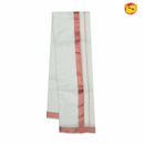 White men’s dhoti with copper border - Thenianantham