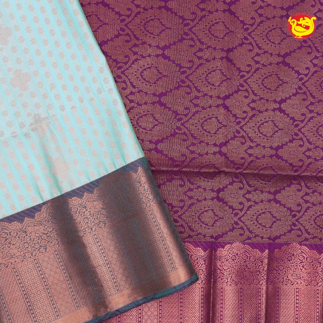 Light Sky Blue with Purple Soft Silk Saree