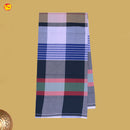 Men’s Blue with Black Checked Cotton Stitched Lungi  