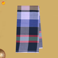 Men’s Blue with Black Checked Cotton Stitched Lungi  