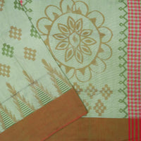 Light green with Brown  Linen Cotton Saree
