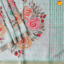 Light Pista Green art Tussar Silk Saree With Floral Digital Prints