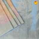 Multicolour With Grey Pallu Semi Linen Cotton Sarees - Thenianantham