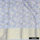 Light Blue With Orange Floral Design Dola Silk