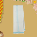 Skyblue With White Readymade Shirt And Matching Border Dhoti Set for Men