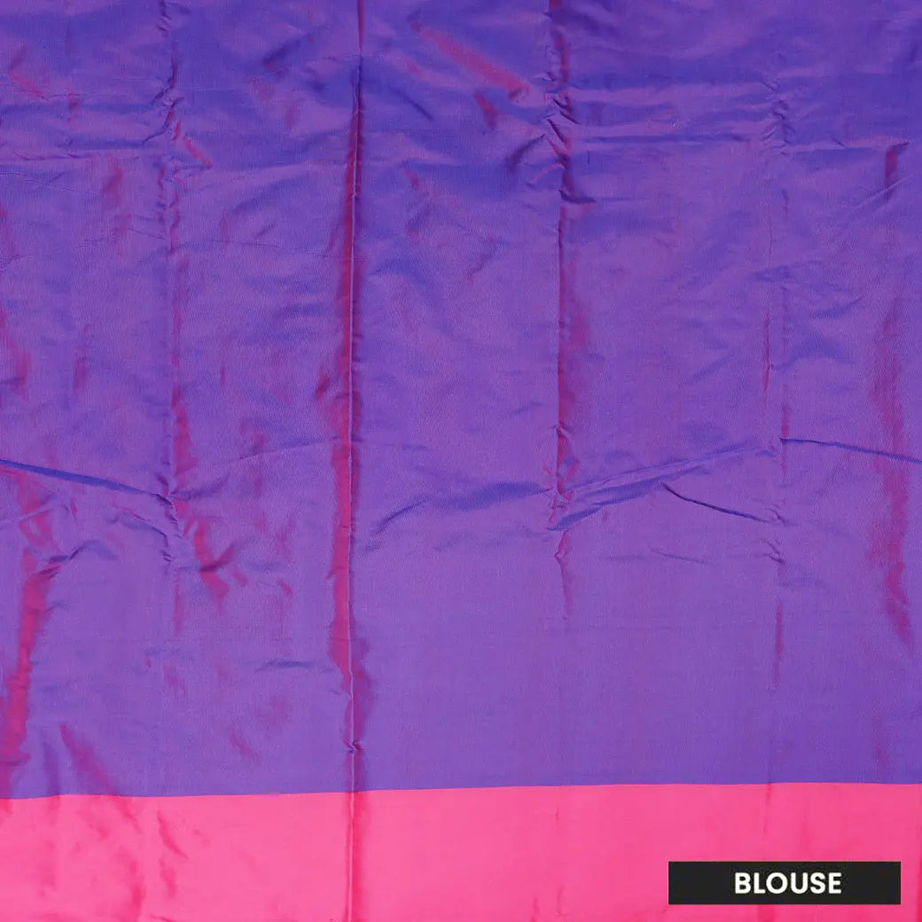 Royal Blue With  Mustard Pink  Arani Silk Saree