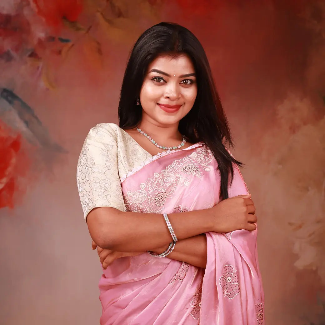 Light Pink Space Silk Saree