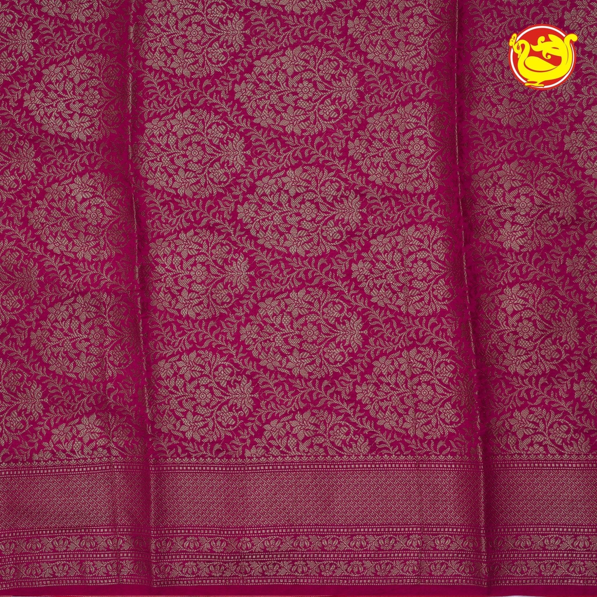 Red Semi - Tissue Saree With Unique Buttas, Traditional Zari Border & Pallu Of Intricate Designs - Thenianantham