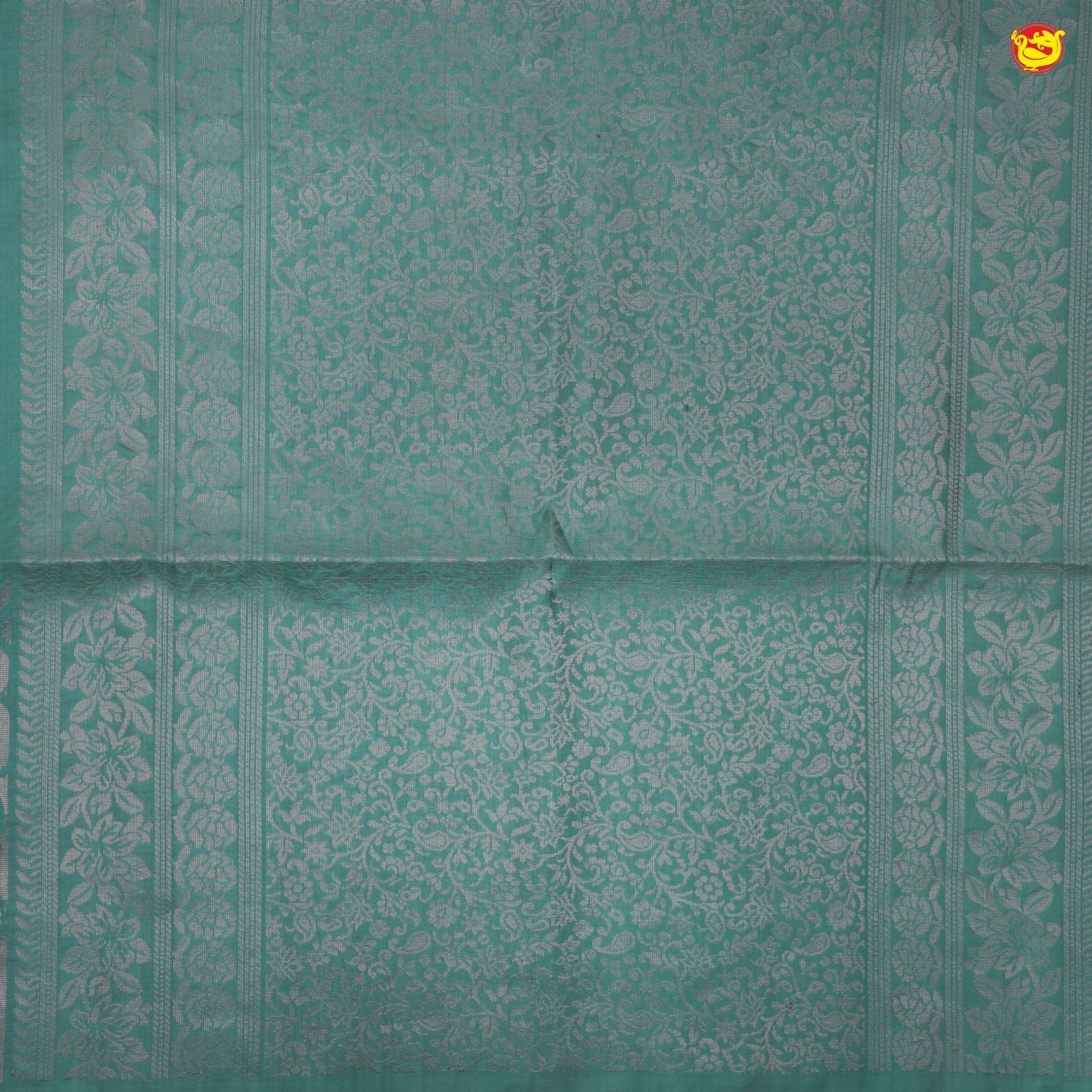 English green soft silk saree with silver zari - Thenianantham