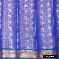 Royal Blue Colour Floral Design Traditional  Pattu Pavadai Material