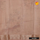 Light Beige Pure Organza Silk With Gold Zari Border Digital Print Saree - Thenianantham