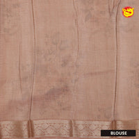 Light Beige Pure Organza Silk With Gold Zari Border Digital Print Saree - Thenianantham