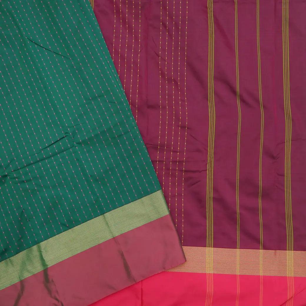 Deep Green with Maroon Arani Fancy Silk Saree