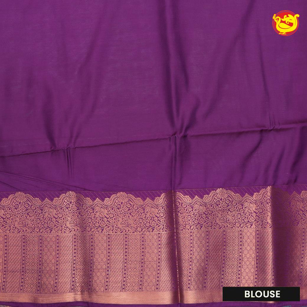 Light Sky Blue with Purple Soft Silk Saree - Thenianantham