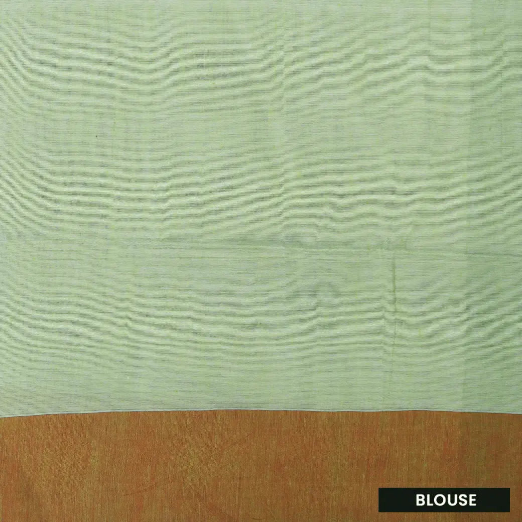 Light green with Brown  Linen Cotton Saree
