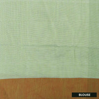 Light green with Brown  Linen Cotton Saree