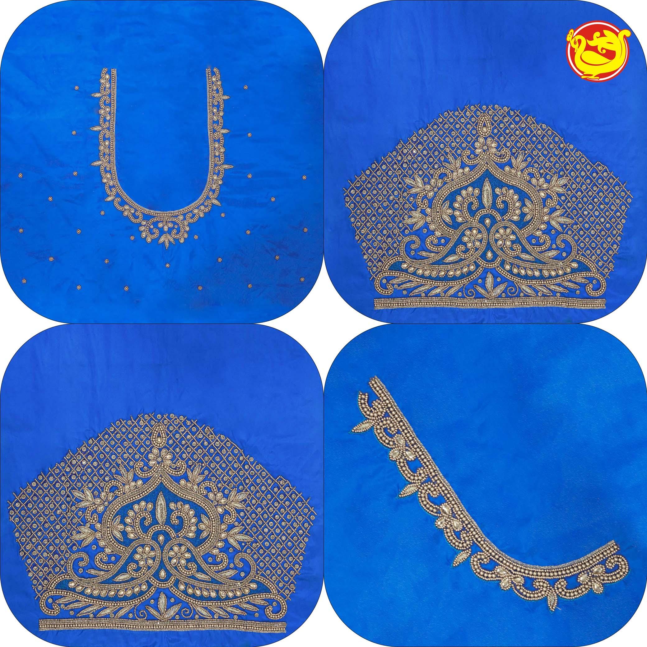 Royal Blue Bridal Aariwork Blouse