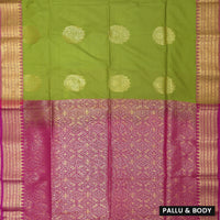 Green With Pink Soft Silk Saree