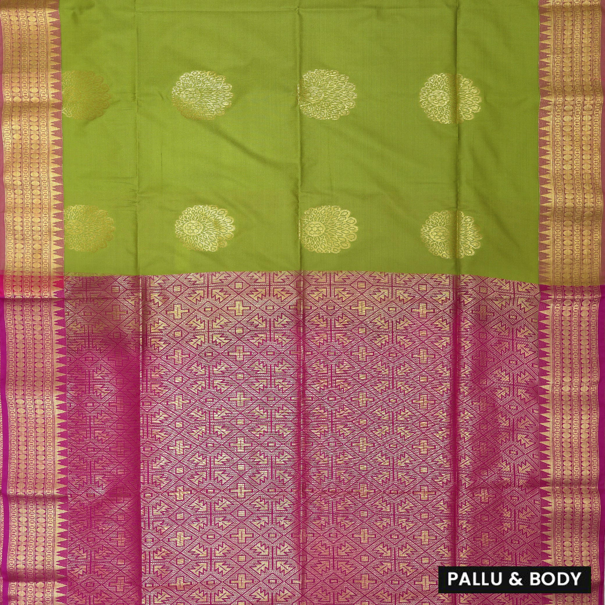 Green With Pink Soft Silk Saree