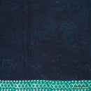 Navy Blue with Green Pure Mul Mul Cotton Saree with Blouse