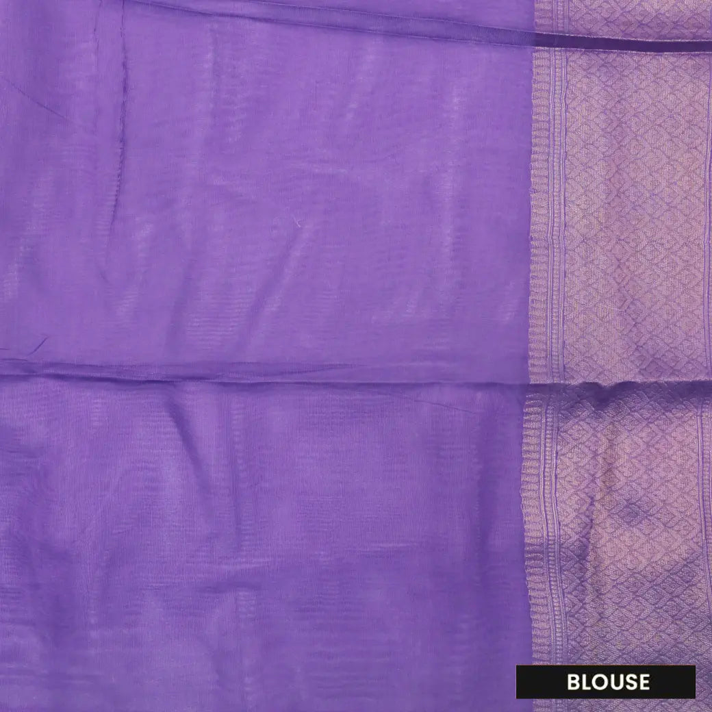 Light Yellow with Light Purple  Floral Pattern Semi Burberry Silk Saree