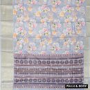 Light Blue With Orange Floral Design Dola Silk