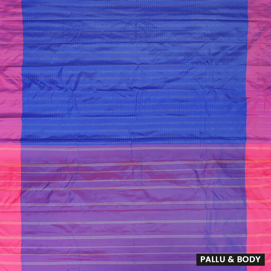 Royal Blue With  Mustard Pink  Arani Silk Saree