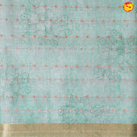 Light Pista Green art Tussar Silk Saree With Floral Digital Prints