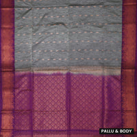 Grey with Purple Soft Silk Saree