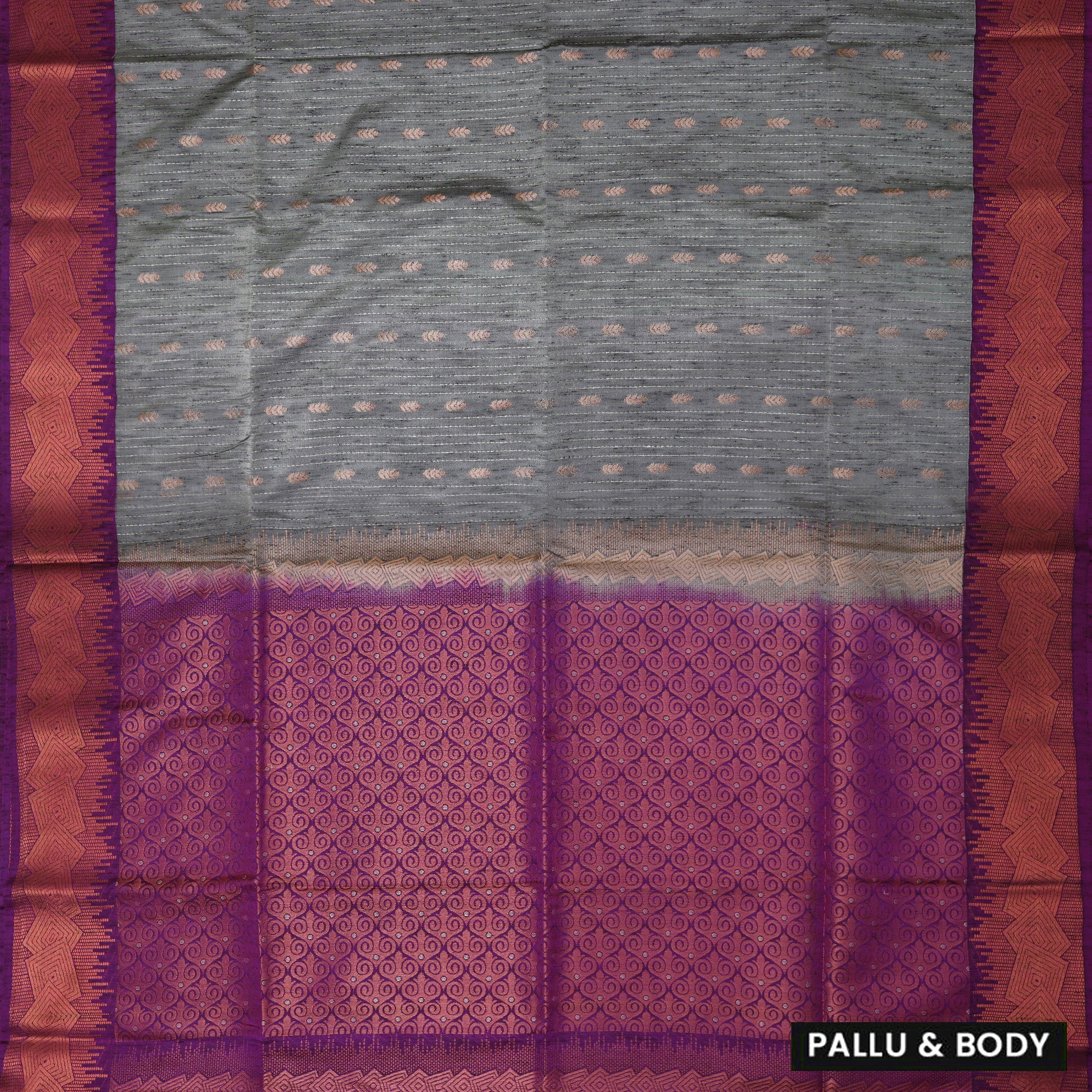 Grey with Purple Soft Silk Saree