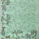 Light green priented floral design Semi Chanderi  Saree