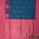 Peacock Blue with Pink Soft Silk Saree