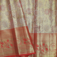 Gold with red tissue Kanchipuram silk saree - Thenianantham