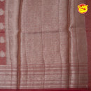 Red Semi - Tissue Saree With Unique Buttas, Traditional Zari Border & Pallu Of Intricate Designs - Thenianantham