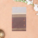 Off-white with light Brown Small Checked Pattern Pure Chettinad Cotton Saree without Blouse