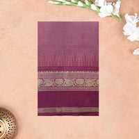 Plum Magenta With Golden Yellow Border  Pure Chettinad Cotton Saree with Blouse