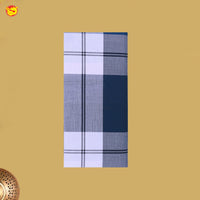 Men’s Blue with White Checked Cotton Stitched Lungi  