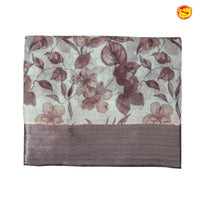 Creamy sandal Brown Floral Garden Copper Zari Russian Silk Saree