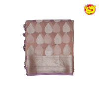 Brown Semi - Tissue Saree With Unique Buttas, Traditional Zari Border & Pallu Of Intricate Designs - Thenianantham