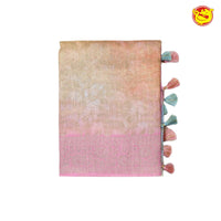 Multicolour With Pink Pallu Semi Linen Cotton Sarees