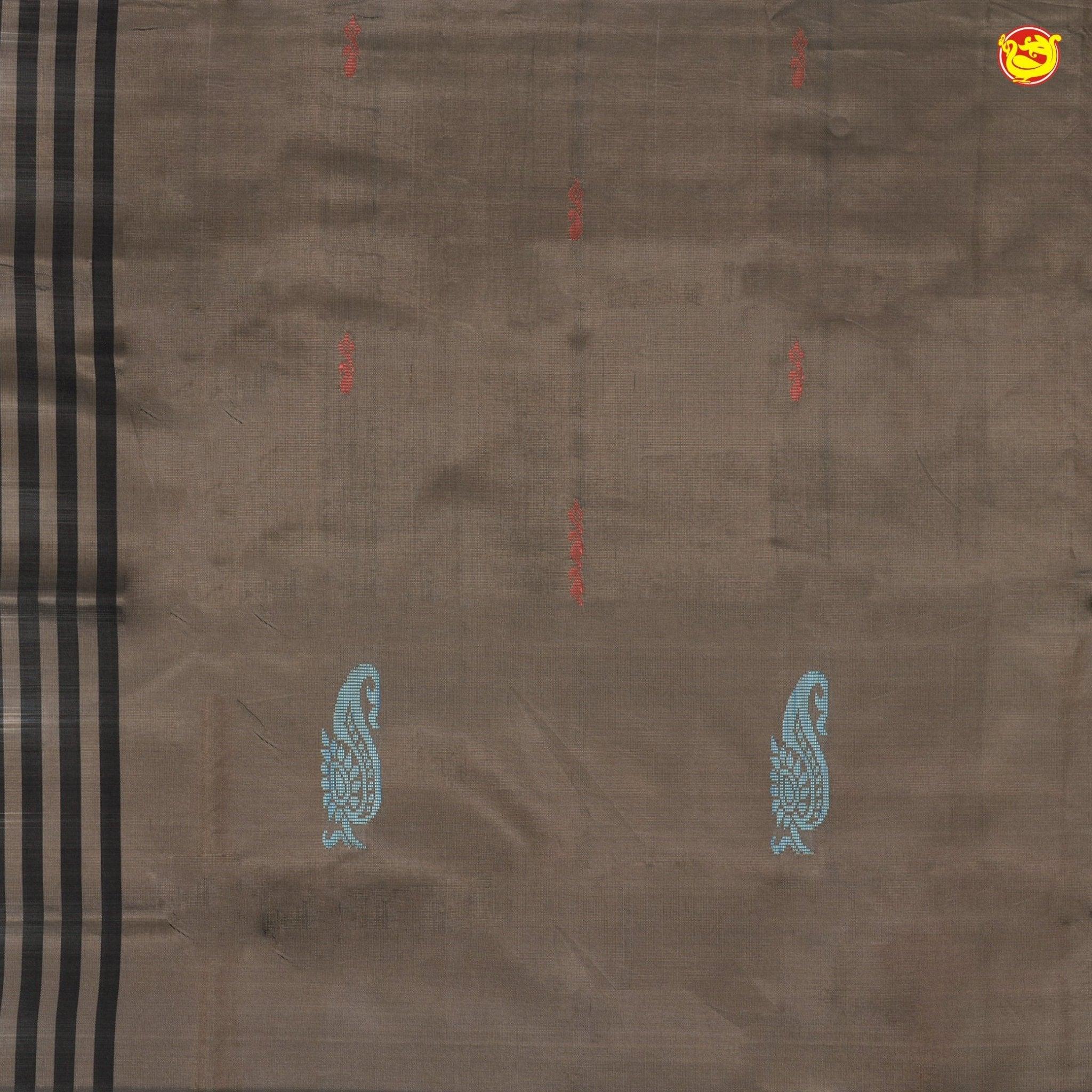 Light Pink With Brown Pallu Banana Pith Saree With Running Blouse - Thenianantham