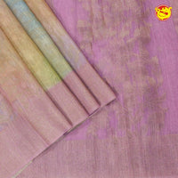 Multicolour With Pink Pallu Semi Linen Cotton Sarees - Thenianantham