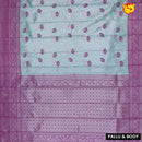 Sea Blue with Rose Floral Motifs Soft Silk Saree - Thenianantham