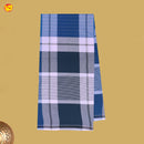 Men’s Blue with White Checked Cotton Stitched Lungi  