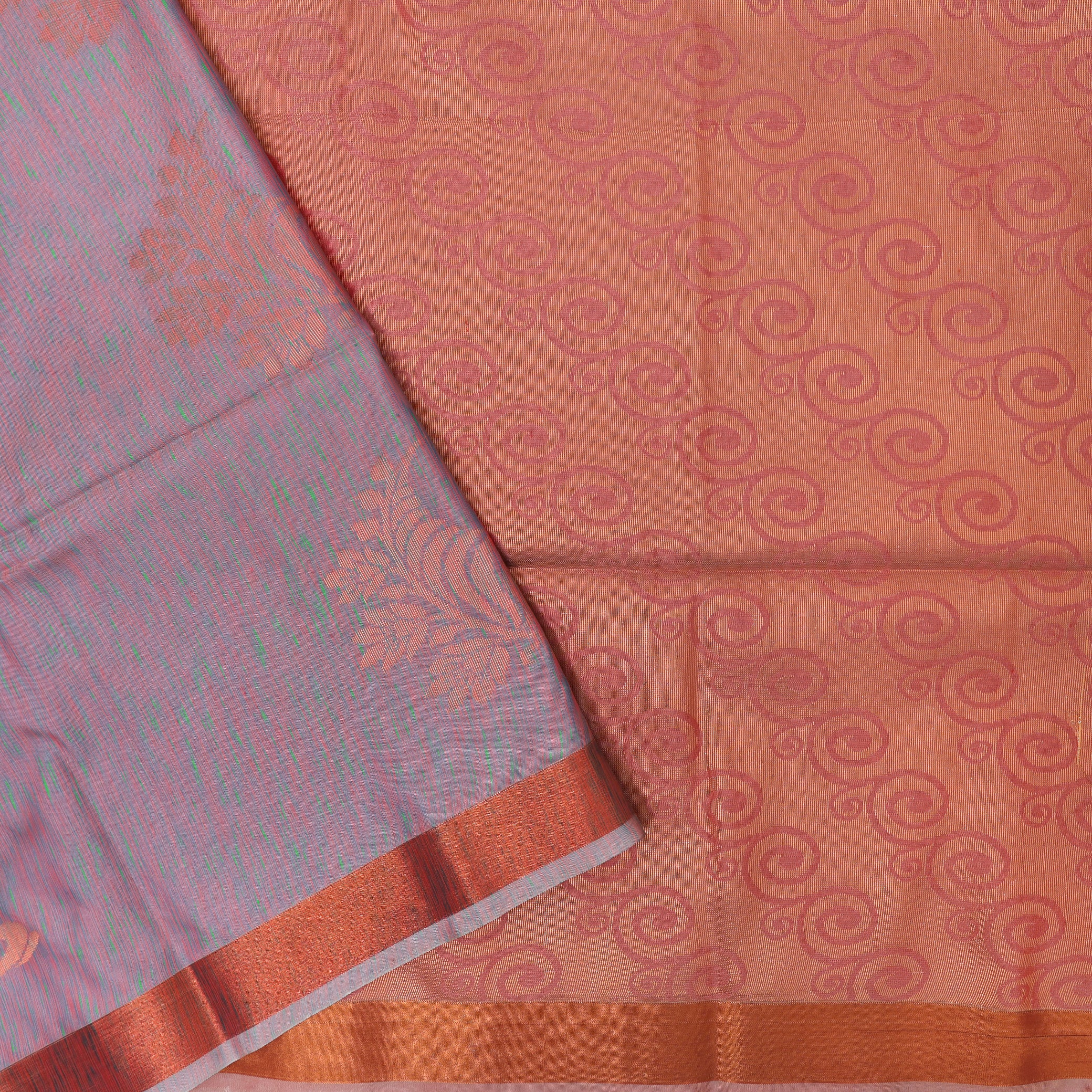 Pearl Pink With Peach Soft Silk Saree