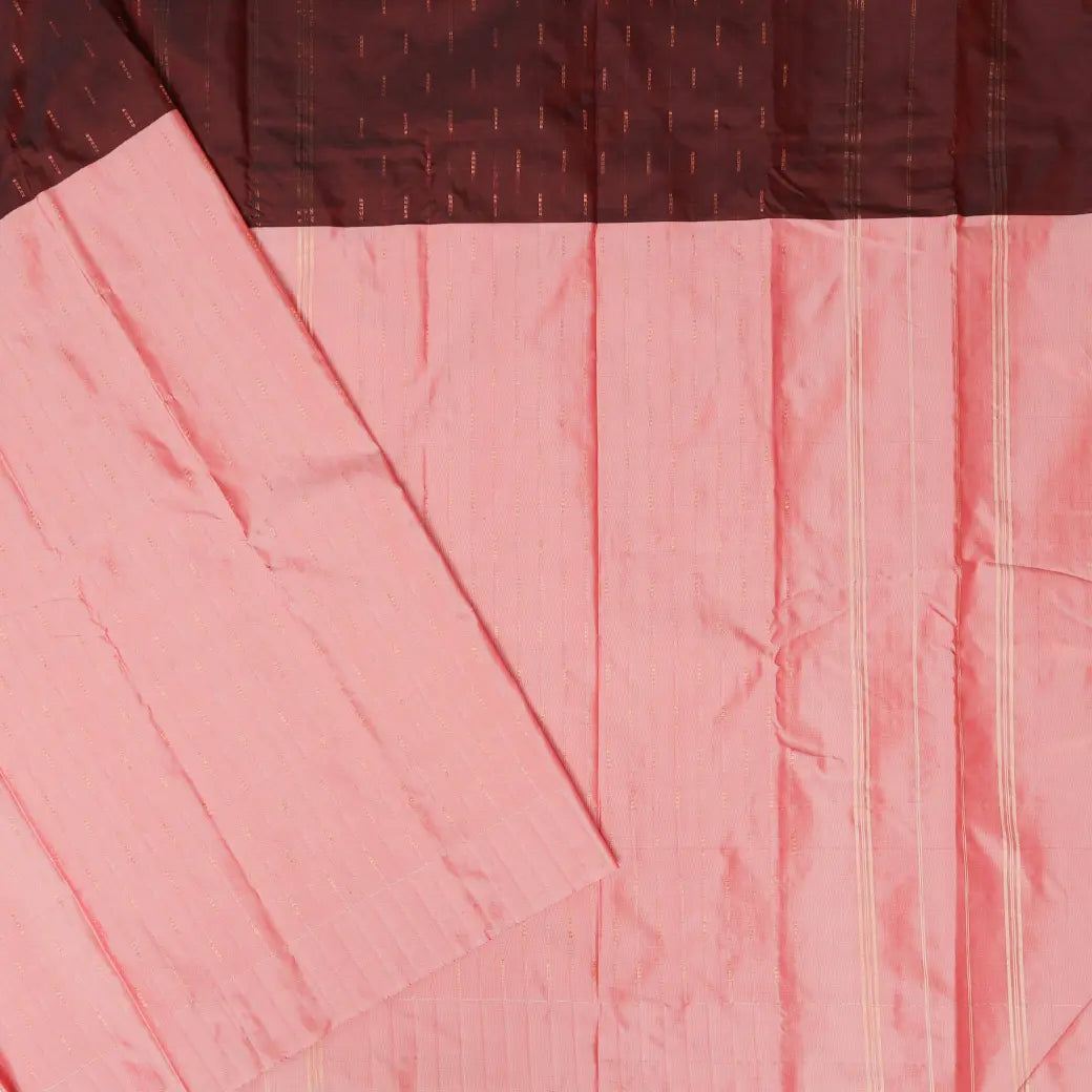 Light Pink With Maroon Burgundy Arani Silk Saree