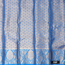 Golden Yellow  With blue Border Floral Design Traditional  Pattu Pavadai Material