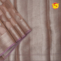 Brown Semi - Tissue Saree With Unique Buttas, Traditional Zari Border & Pallu Of Intricate Designs - Thenianantham