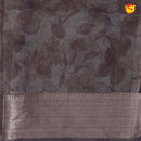 Creamy sandal Brown Floral Garden Copper Zari Russian Silk Saree