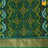 Navy Blue With Bottle Green Ikat Soft Silk Saree - Thenianantham